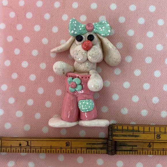 Handcrafted; Easter Bunny; Mint Green; Ooak;Magnet - Picture 5 of 9